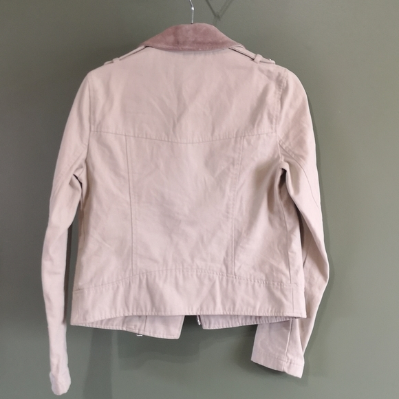 SOIA & KYO Kiera Moto Leather & Cotton Zip Up Jacket Sz Small - Picture 4 of 14